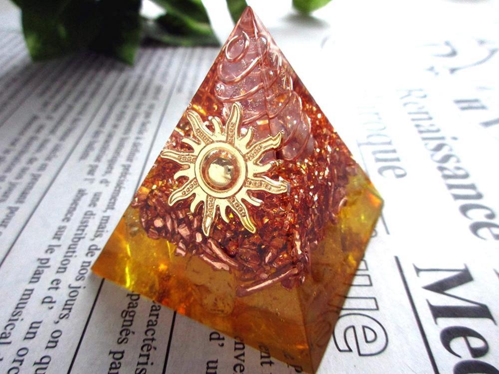 solan / オルゴナイト ピラミッド モリオン 太陽 チャーム 水晶 置物 